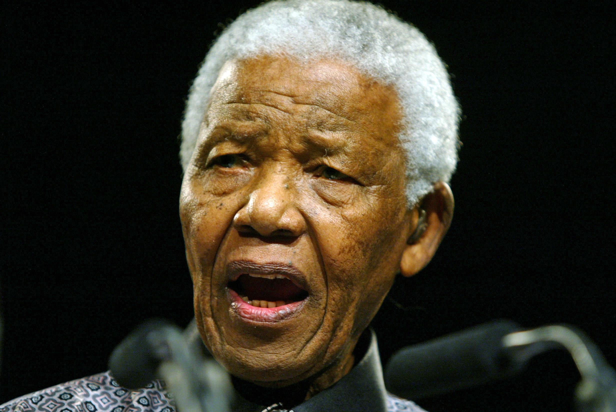 South Arica. Former President Nelson Mandela, Graca Machel and Kofi Annan at a conference in celebrating his birthday and launching The Elders project.