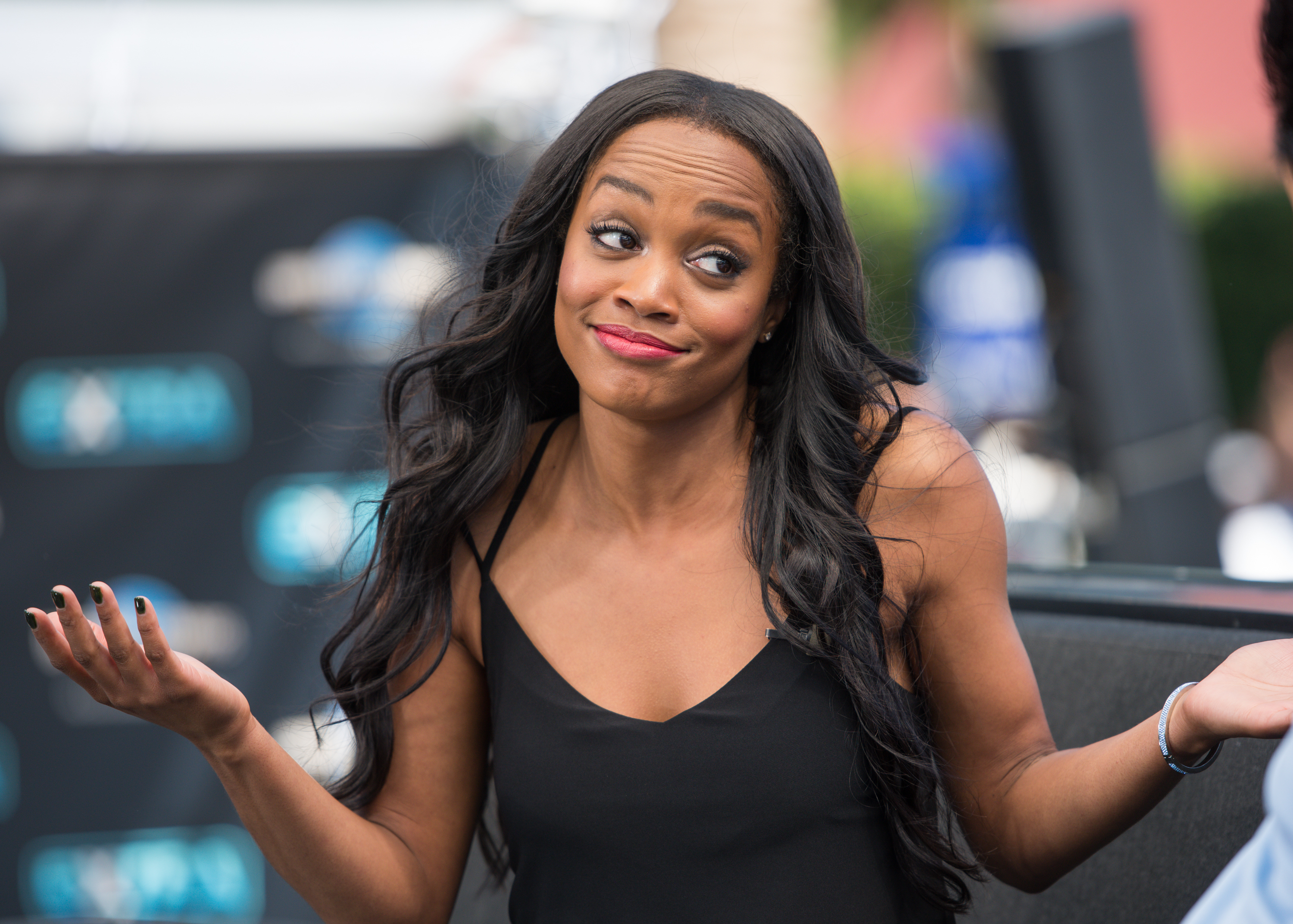 Rachel Lindsay And Jonathan Rhys Meyers Visit 'Extra'