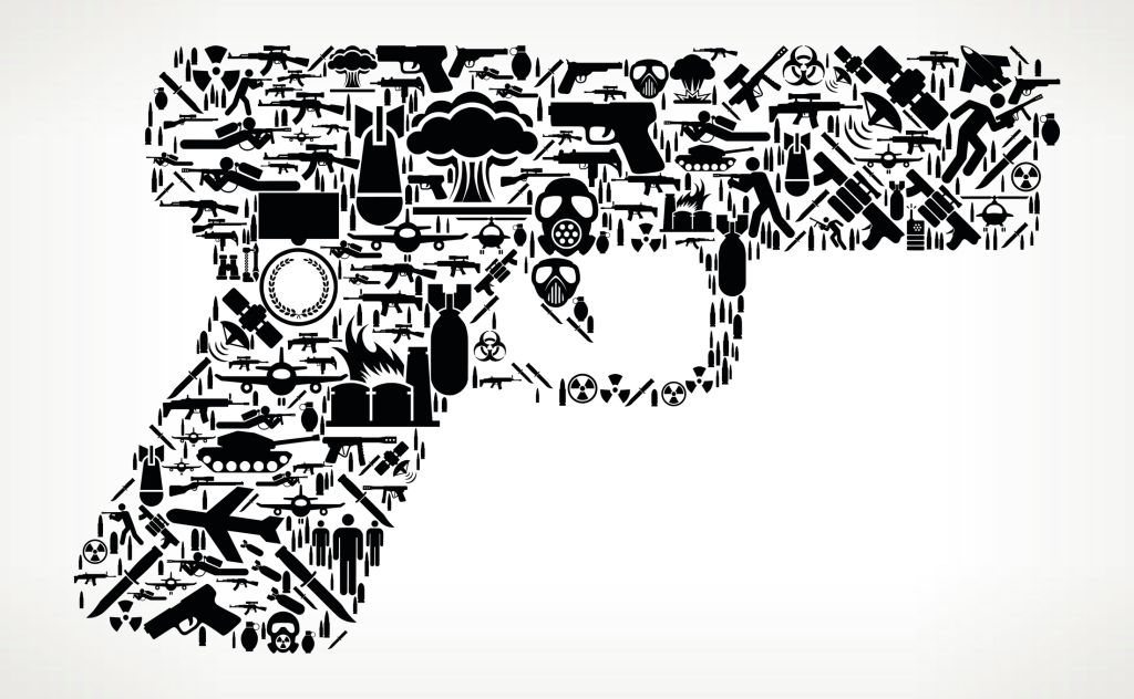 Gun War and Modern Warfare Vector Icon Pattern