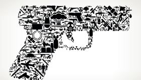 Gun War and Modern Warfare Vector Icon Pattern