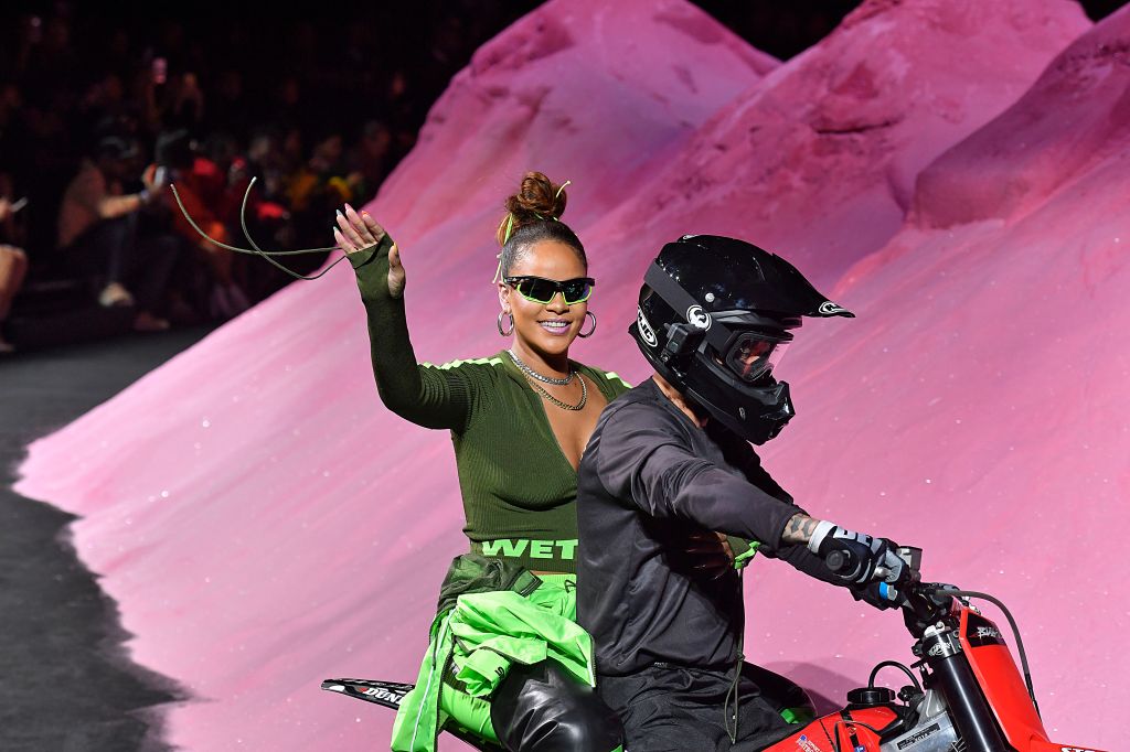 Rihanna Took Her 'Bows' at the Finale of the Fenty Puma by Rihanna Spring Summer 2018 Fashion Show on the Back of a Motorcycle.