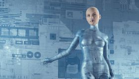 Futuristic female cyborg