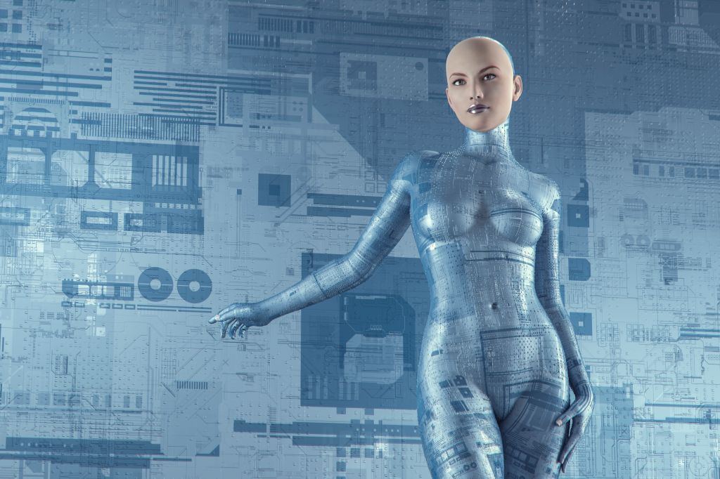 Futuristic female cyborg