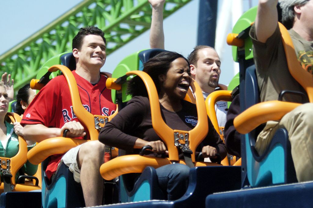 Roller coaster enthusiasts ride Kingda Ka, the world's talle