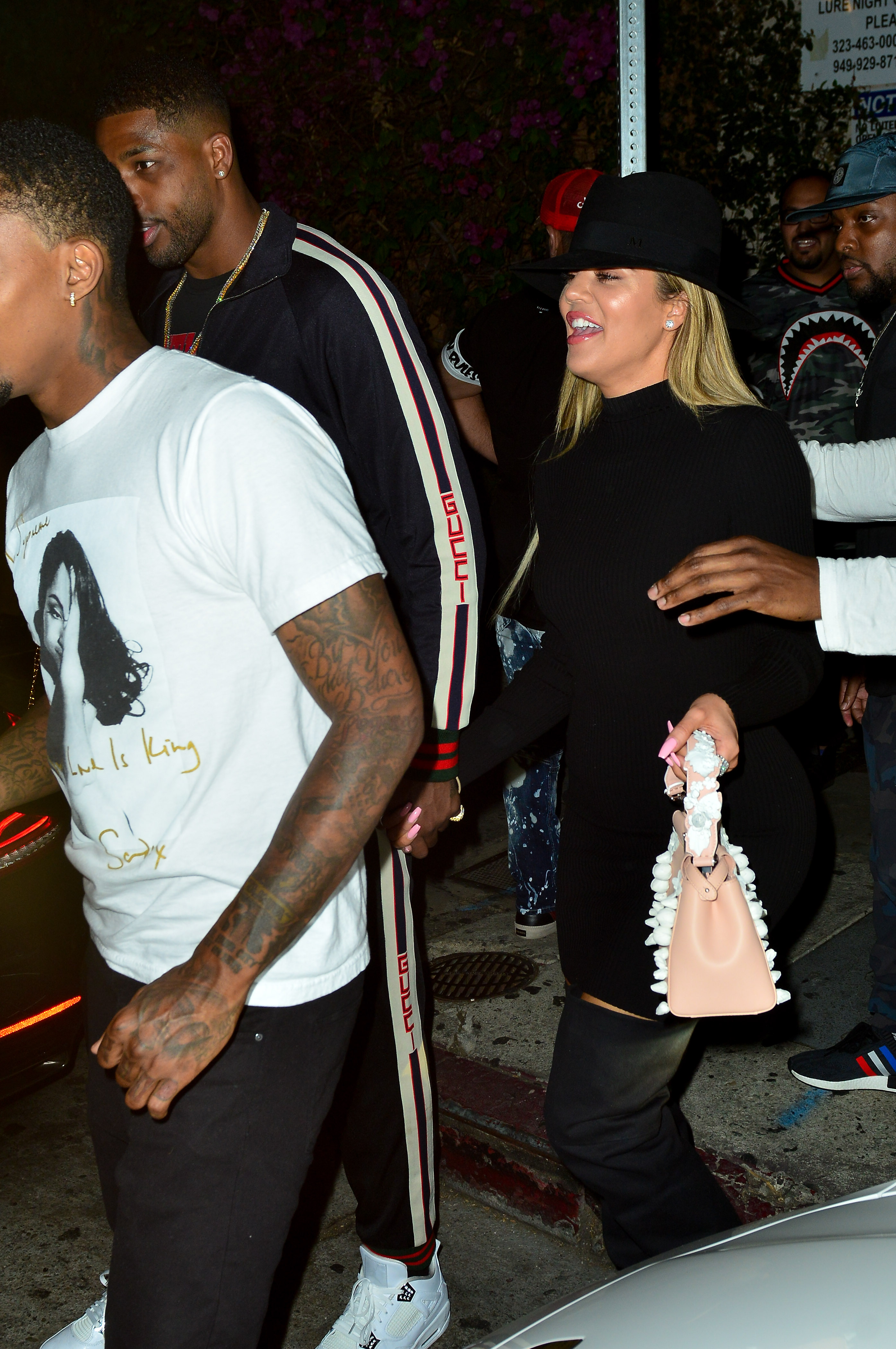 Khloe Kardashian and boyfriend Tristan Thompson leaving Lure Night Club