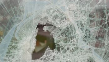 Smashed cafeteria window