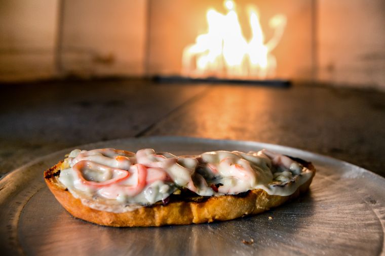 Open Faced Melted Cheese Italian Sandwich
