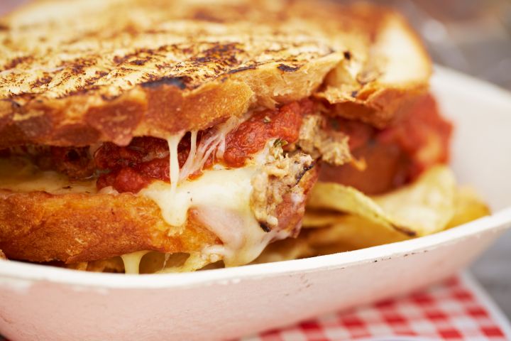 Grilled cheese and meatloaf sandwich