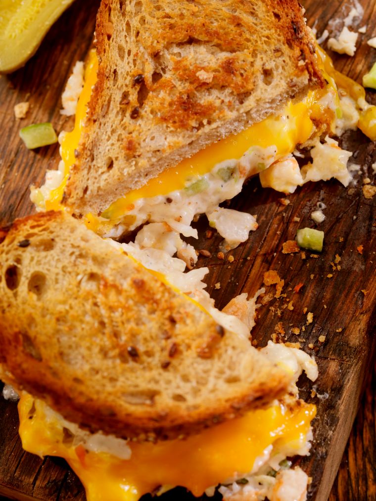Grilled Cheese Seafood Salad Sandwich