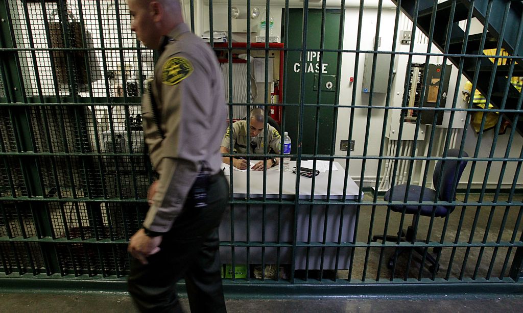 LOS ANGELES, CA  OCT. 3, 2012. Deputies work in a secure section of the Men's Central Jail, where S