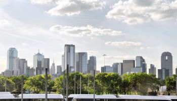 Dallas Texas Skyline DART Area Rapid Transit Train