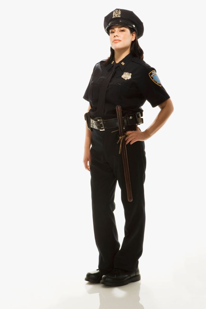 Female Police Officer on white background, portrait