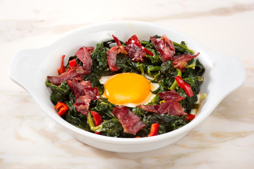 Spinach with Egg and Bacon
