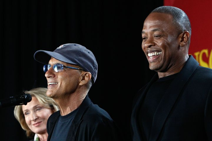 Music mogul Jimmy Iovine, left, and Rapper Dr. Dre, (given name Andre Young), are all smiles during