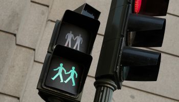 Madrid city council officials have installed pedestrian crossing lights promoting LGBTQ equality