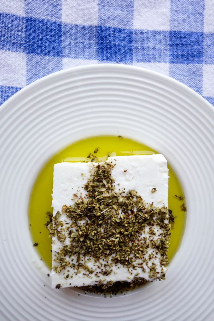 Feta Cheese in Olive Oil sprinkled with Oregano
