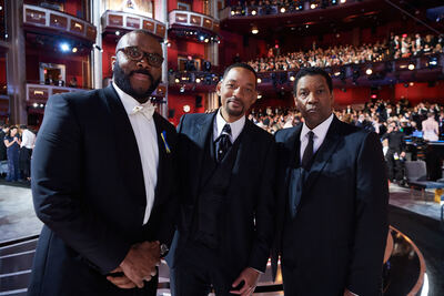 Tyler Perry, and Oscar® nominees Will Smith and Denzel Washington during the 94th Oscars®