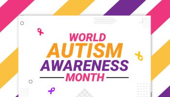 World Autism Awareness month background with colorful typography banner design