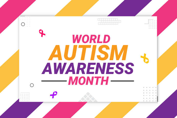 World Autism Awareness month background with colorful typography banner design