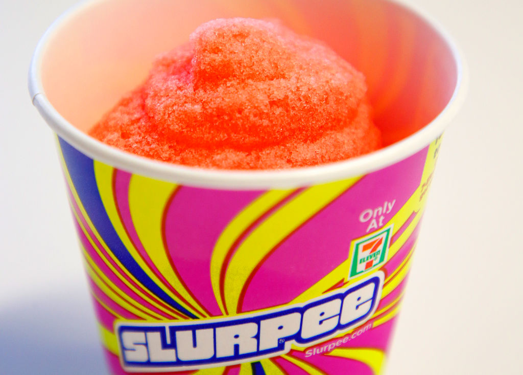 A Fanta Wid Cherry Slurpee is photographed on Monday, July 10, 2017, in San Jose, Calif. (Aric Crabb/Bay Area News Group)