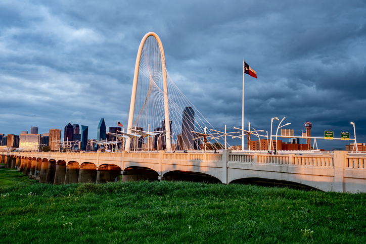 Downtown Dallas and Margaret Hunt Bridge