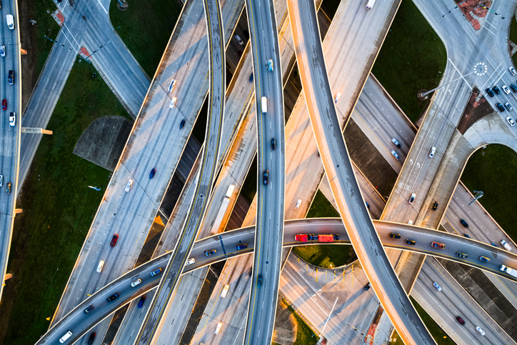 Top Down Aerial photo of High Five Interchange in Dallas, Texas