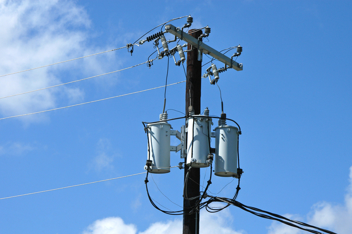 Pole and power lines in Texas
