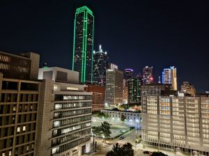 Illuminated Skyscrapers and Cityscape at Night in Dallas, Texas,Dallas,United States,USA