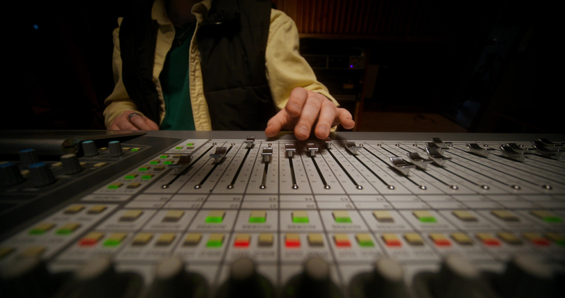 Sound engineer in the recording studio