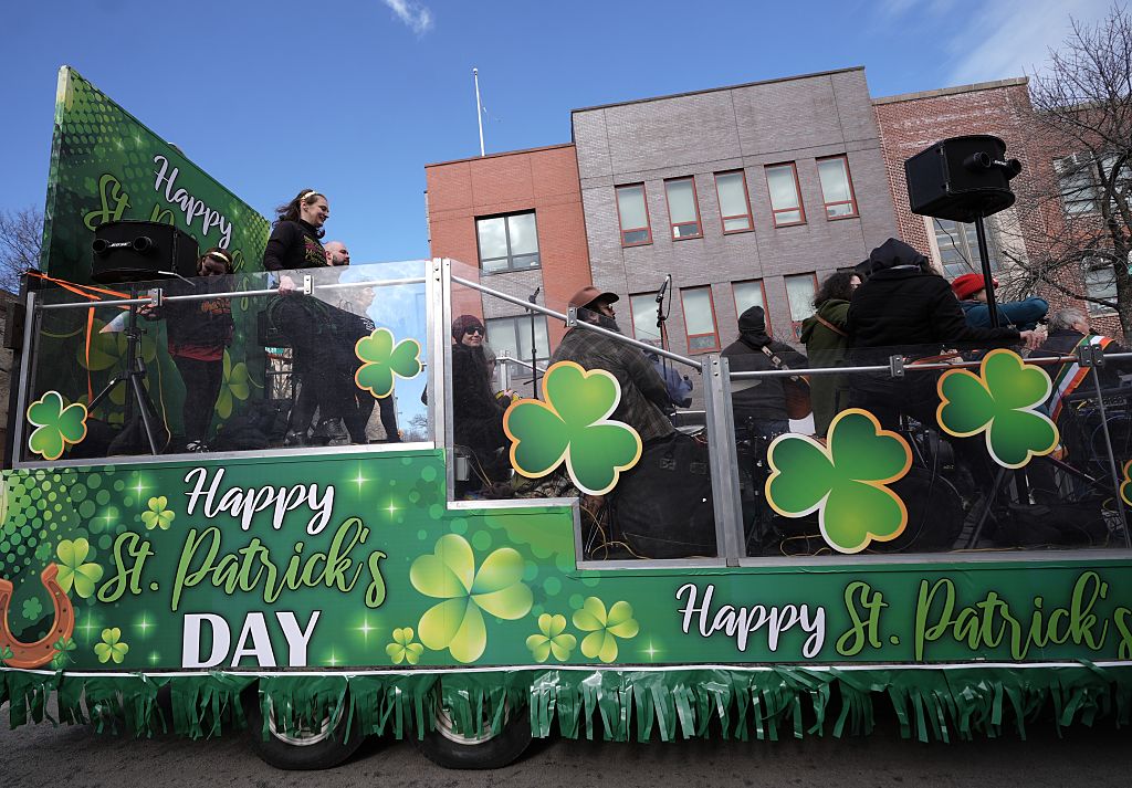 Anti-war and anti-ICE messages at the Queens' St Patrick's Day parade in New York