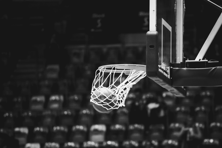 Basketball Hoop with Ball in Net