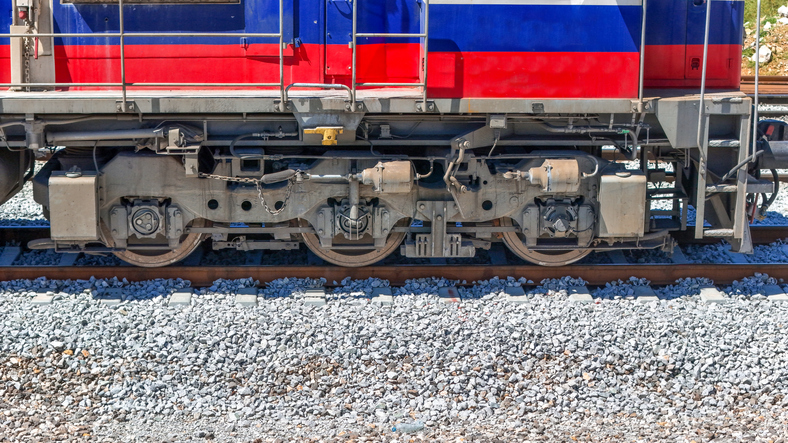 Detailed close-up of a freight train
