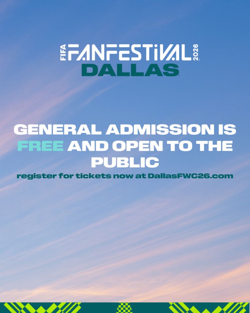 FTIA Fanfestival Dallas 2026 logo. General admission is free and open to the public. Register for tickets at DallasFWC26.com.