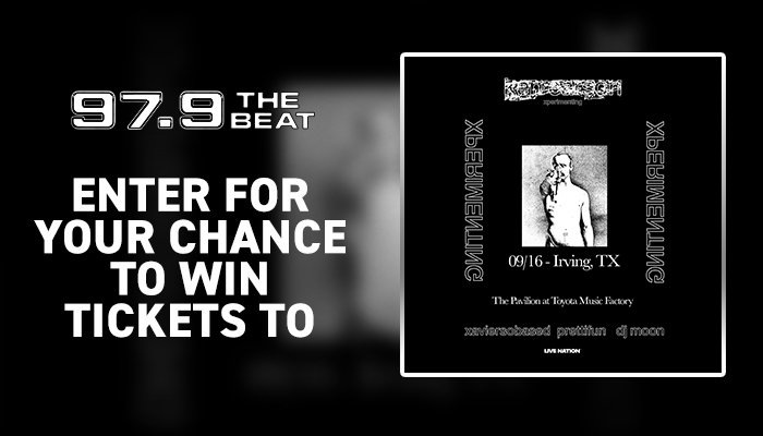 97.9 The Beat radio station logo and text "Enter for your chance to win tickets to" with a poster for an event featuring a performer.