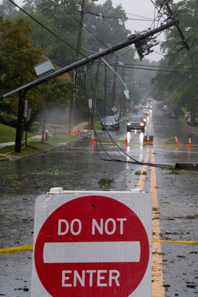 Storm damage downed pole do not enter