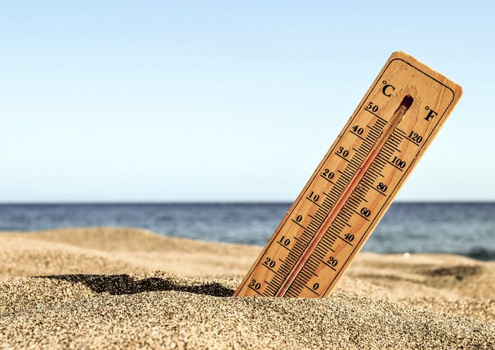 a Thermometer on the Sand Beach